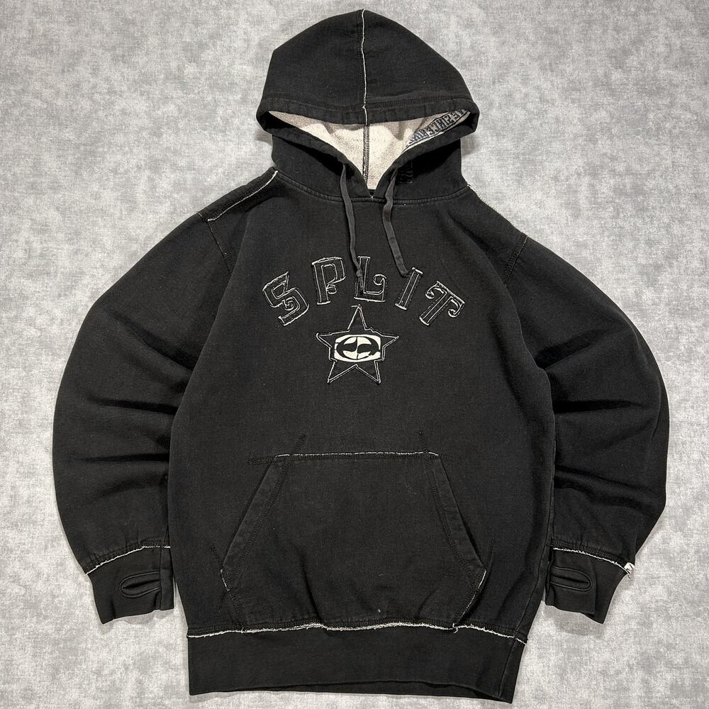 Vintage Split USA Hoodie 2000s Y2K Skate Surf Heavyweight Fleece Mens M